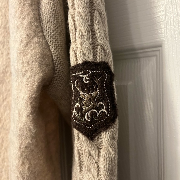 Alpin De Luxe Wool Jacket | Beige Fur Hooded Cardigan | 100% WOOL XXL fits M/L - Picture 6 of 6